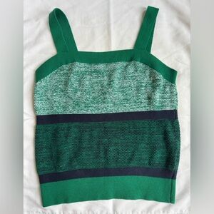 Banana Republic Green Navy Striped Tank Sweater Petite Medium